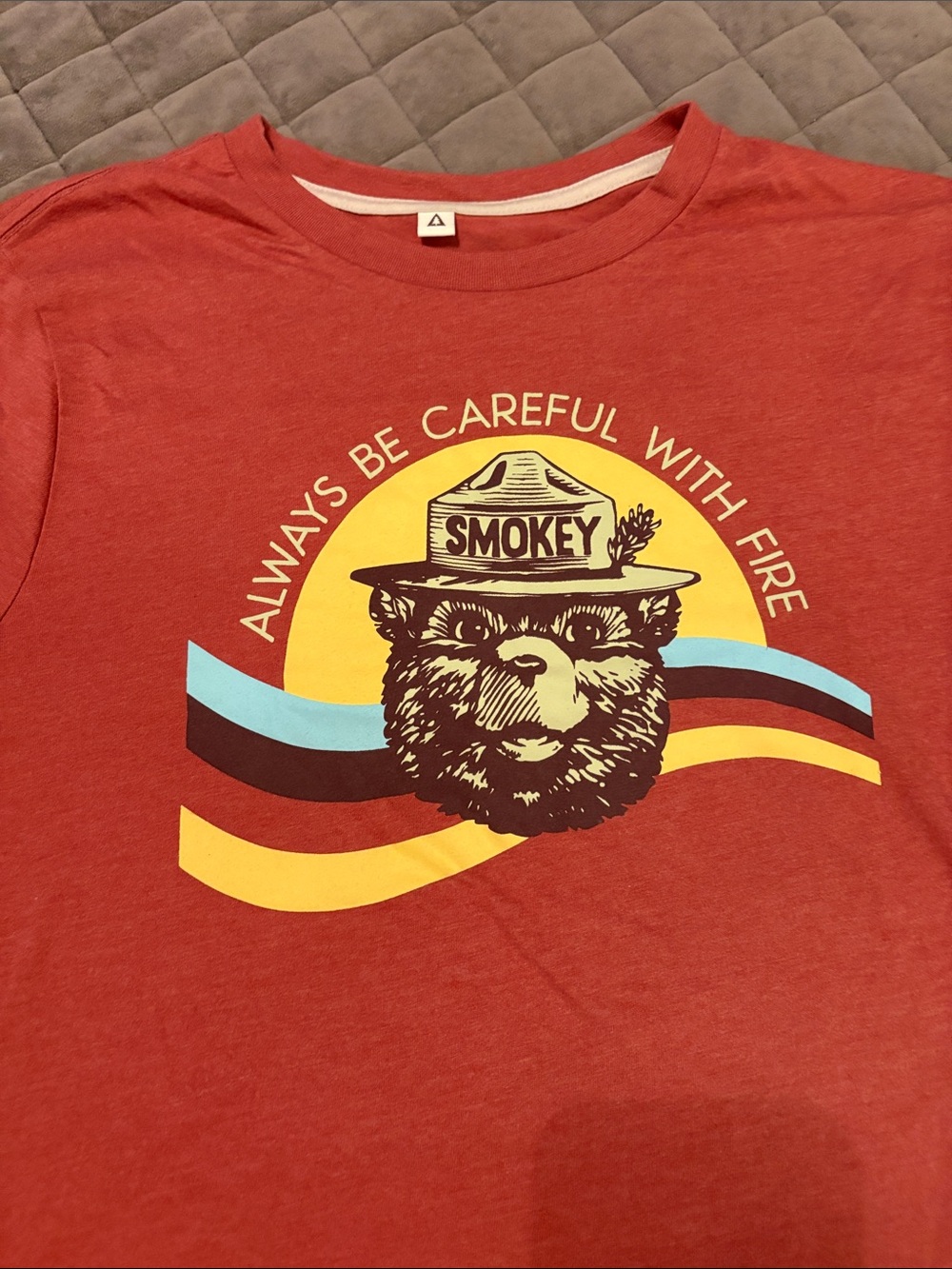 Smokey Bear Red Graphic Pet Shirt - Be Careful With Fire. Medium